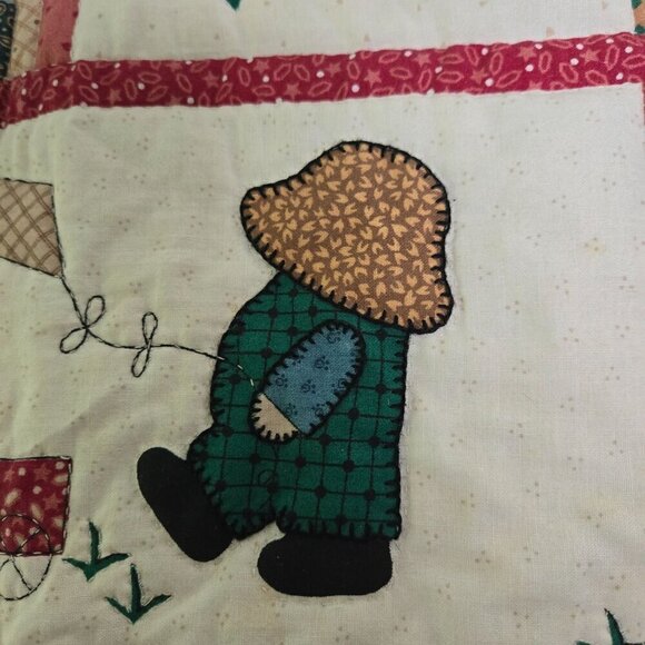 Vintage Overall Sam Mini Quilt Doll Quilt Wall Hanging Mid Century - Picture 7 of 8